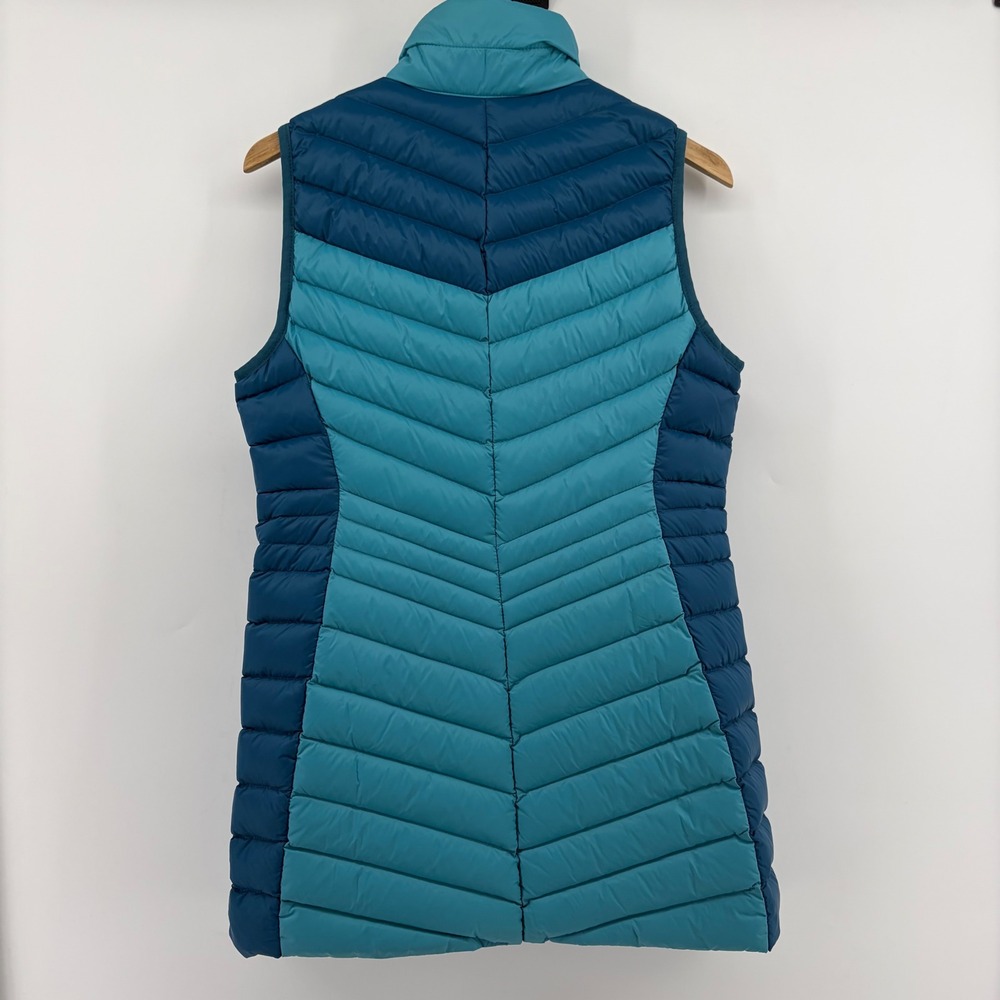 Lands' End‎ Womens XS Down Puffer Vest Blue Chevron Full Zip Outerwear NWOT - Picture 2 of 8